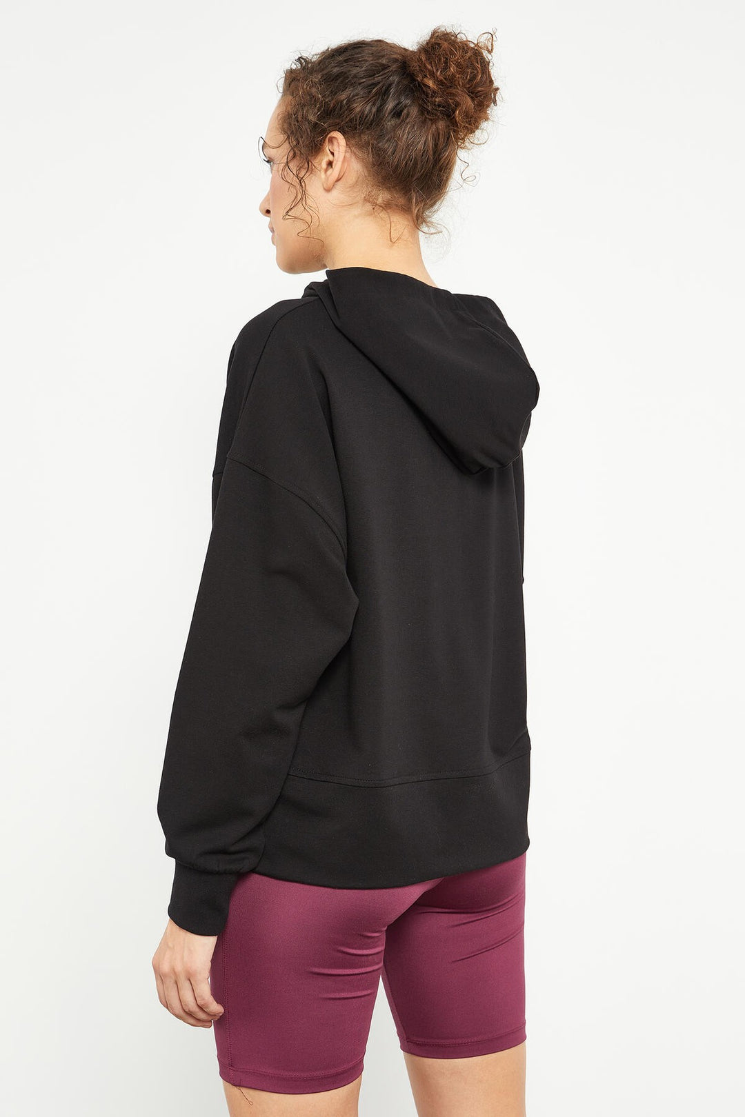 TMY Black Embroidered Hooded Basic Women's Oversize Sweatshirt - 97164 - Penafiel