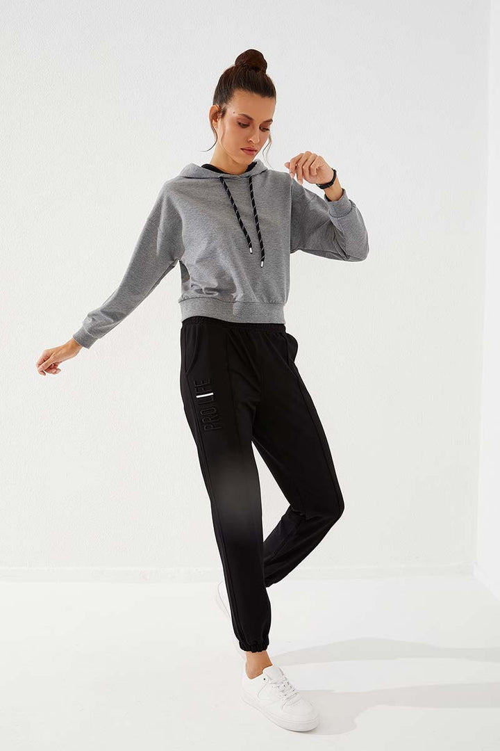 TMY Black Text Embroidered Comfort Fit Elastic Cuff Women's Sweatpants - 94571 - Wimbledon