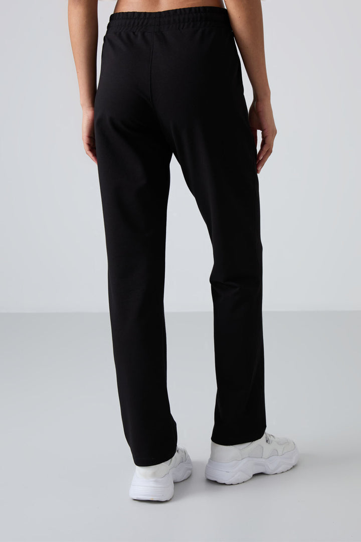 TMY Black High Waist Pocketed Comfort Fit Classic Leg Women's Sweatpants - 94584 - Edinburg