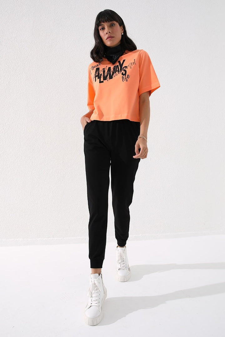 TMY Black High Waist Jogger Comfort Fit Cuffed Women's Sweatpants - 94561 - Rocky Mount