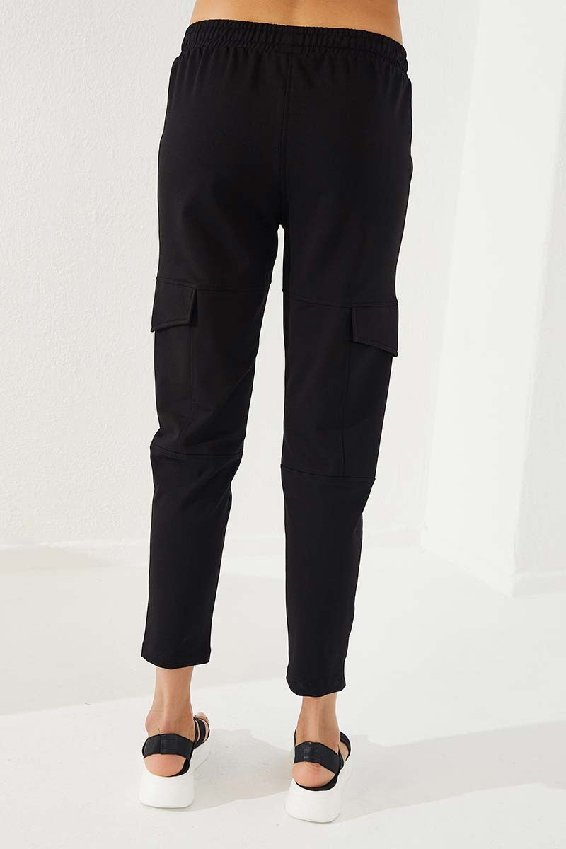 TMY Black High Waist Cargo Pocket Comfortable Fit Slim Leg Women's Sweatpants - 94588 - Norristown