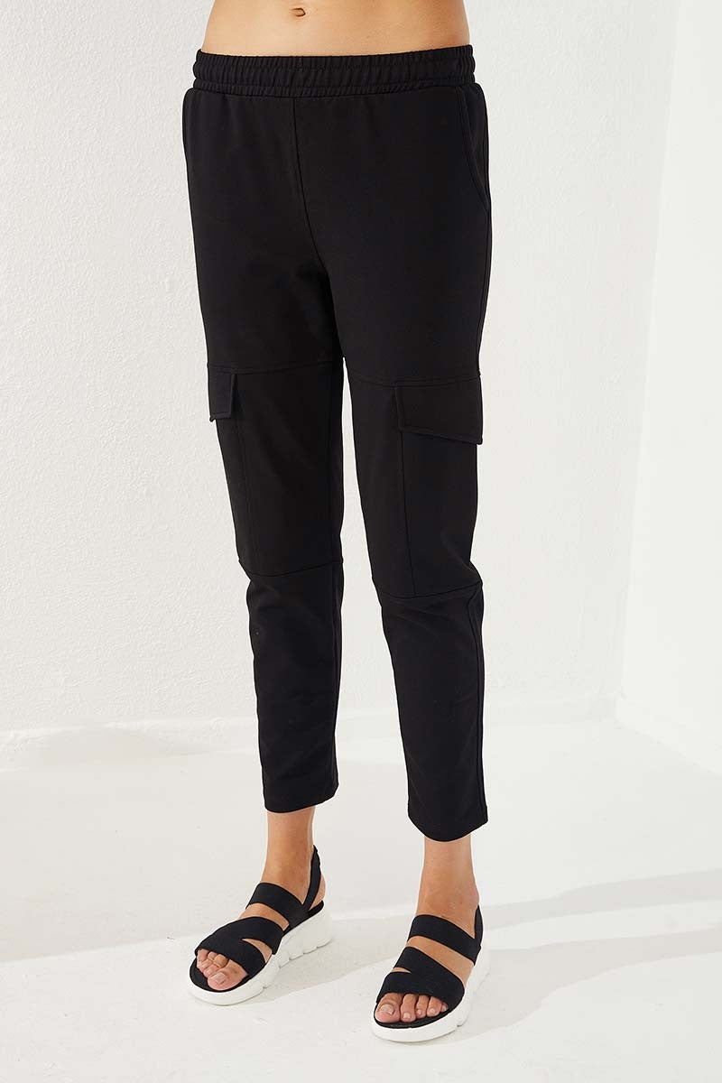 TMY Black High Waist Cargo Pocket Comfortable Fit Slim Leg Women's Sweatpants - 94588 - Norristown