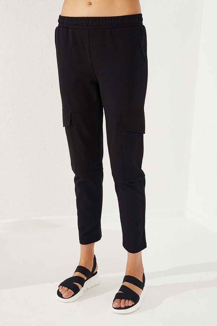 TMY Black High Waist Cargo Pocket Comfortable Fit Slim Leg Women's Sweatpants - 94588 - Norristown