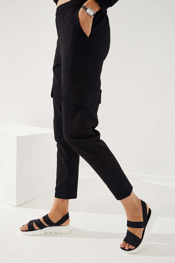 TMY Black High Waist Cargo Pocket Comfortable Fit Slim Leg Women's Sweatpants - 94588 - Norristown