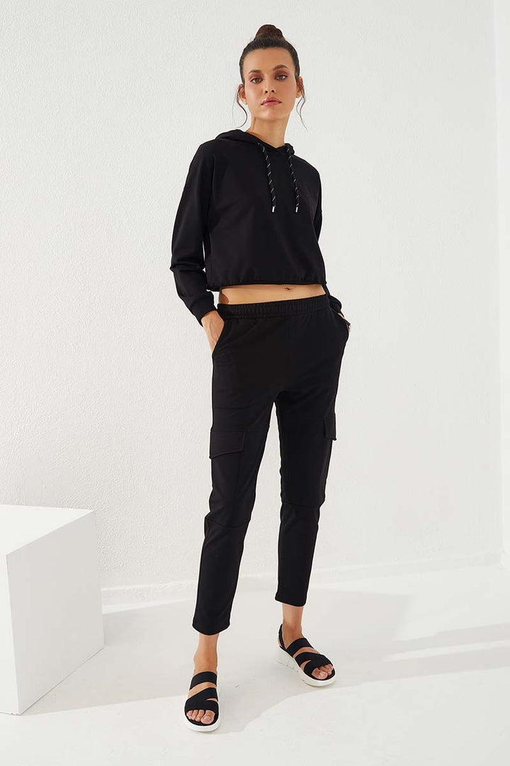 TMY Black High Waist Cargo Pocket Comfortable Fit Slim Leg Women's Sweatpants - 94588 - Norristown