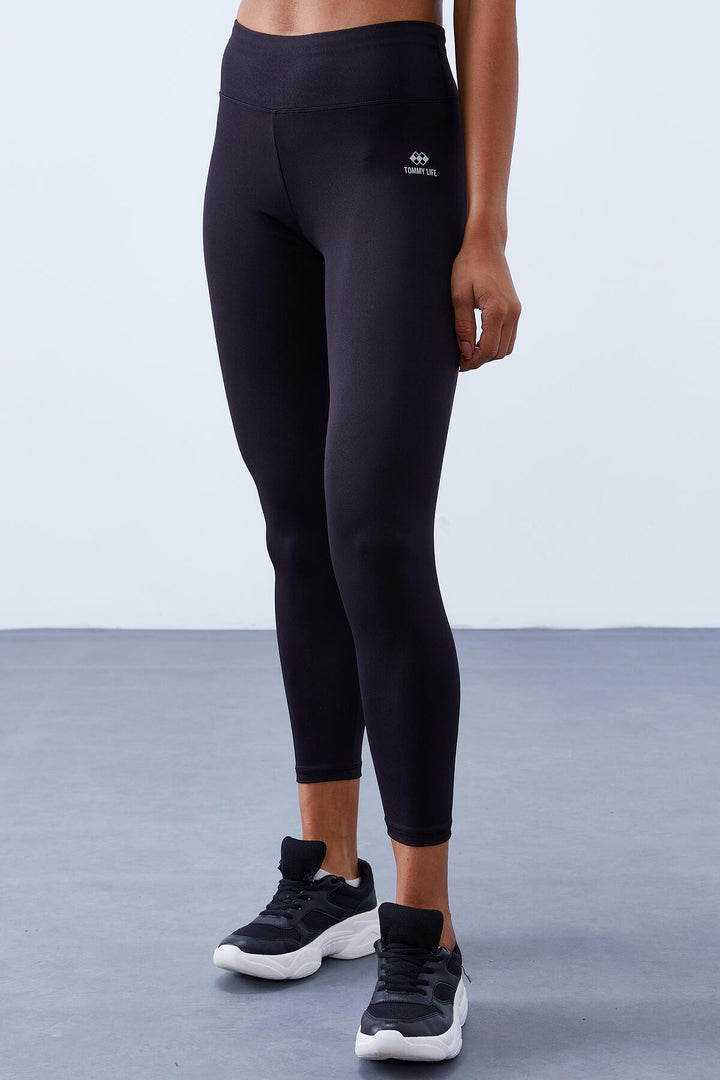 TMY Black High Waist Shaper with Cross Back Detail Slim Fit Women's Leggings Set - 95282 - Mascouche
