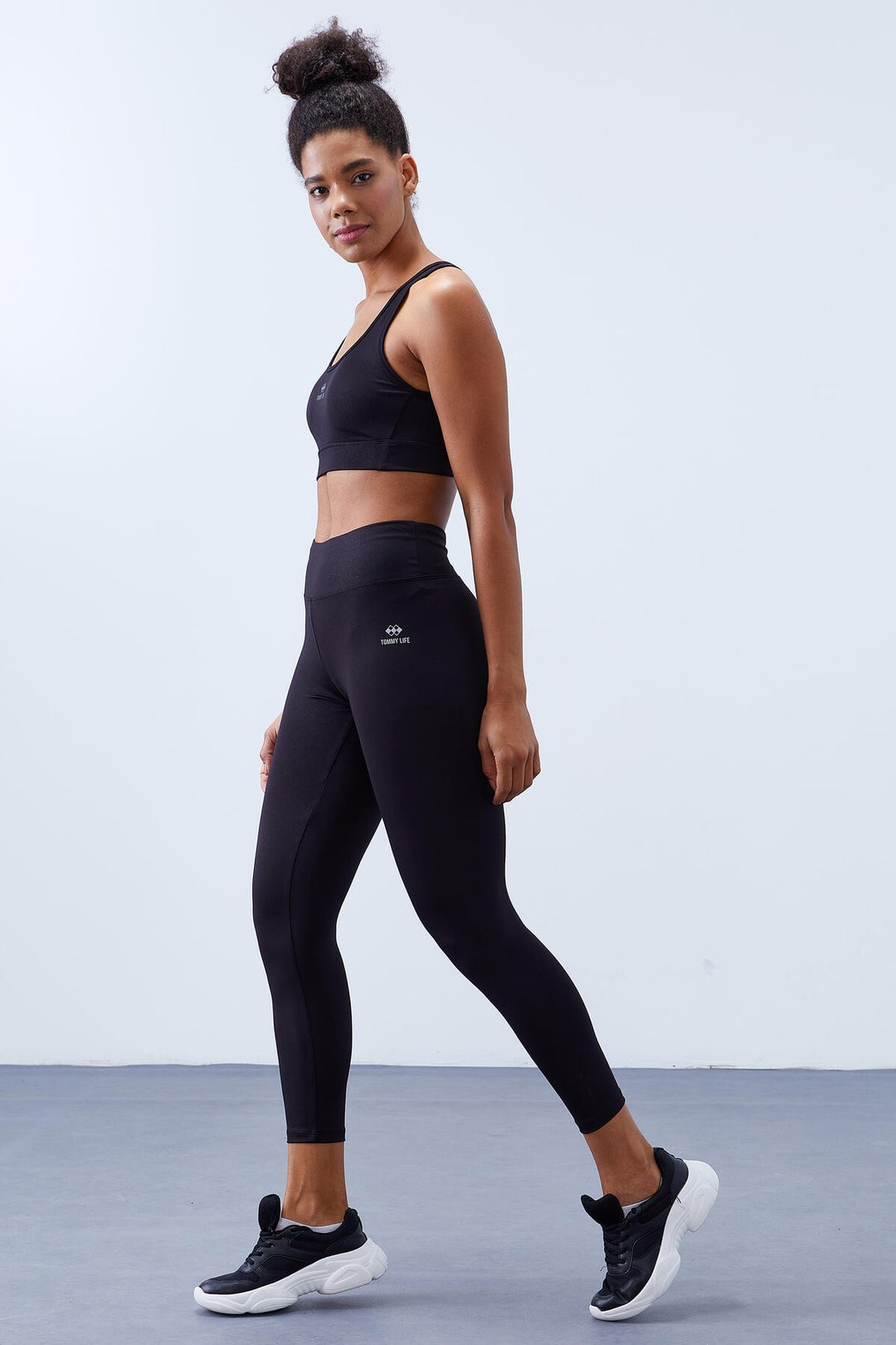 TMY Black High Waist Shaper with Cross Back Detail Slim Fit Women's Leggings Set - 95282 - Mascouche