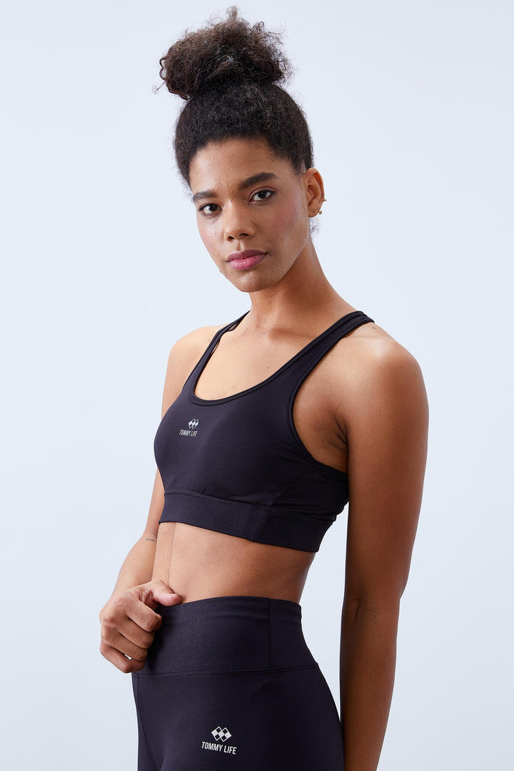 TMY Black High Waist Shaper with Cross Back Detail Slim Fit Women's Leggings Set - 95282 - Mascouche