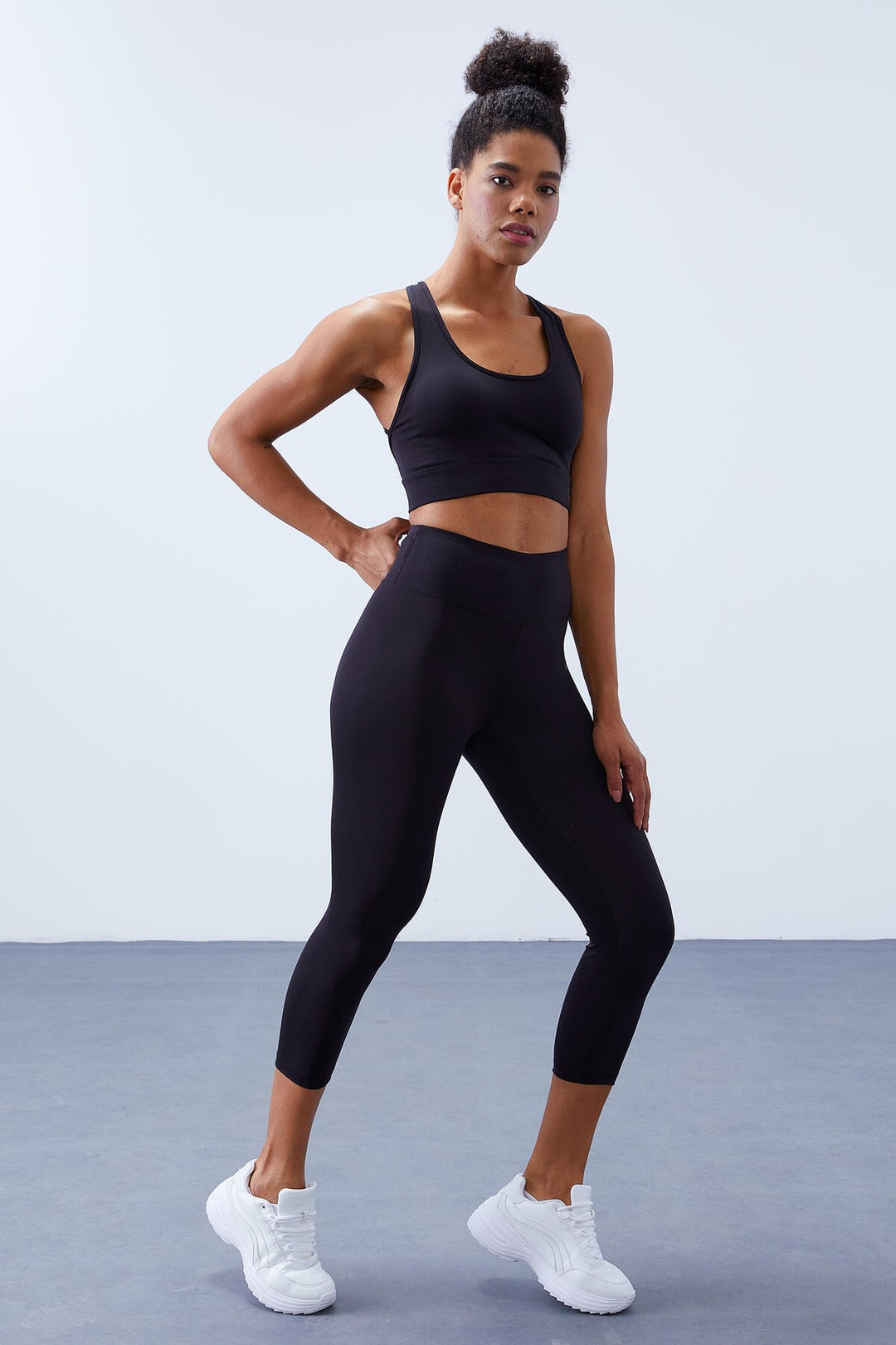 TMY Black High Waist Shaper with Cross Back Detail Slim Fit Women's Leggings Set - 95283 - Fuquay-Varina