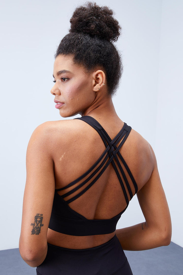 TMY Black High Waist Shaper with Cross Back Detail Slim Fit Women's Leggings Set - 95283 - Fuquay-Varina