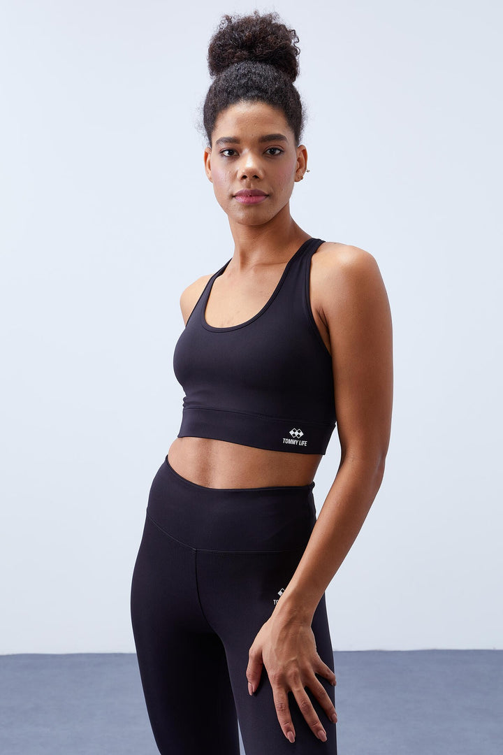 TMY Black High Waist Shaper with Cross Back Detail Slim Fit Women's Leggings Set - 95283 - Fuquay-Varina