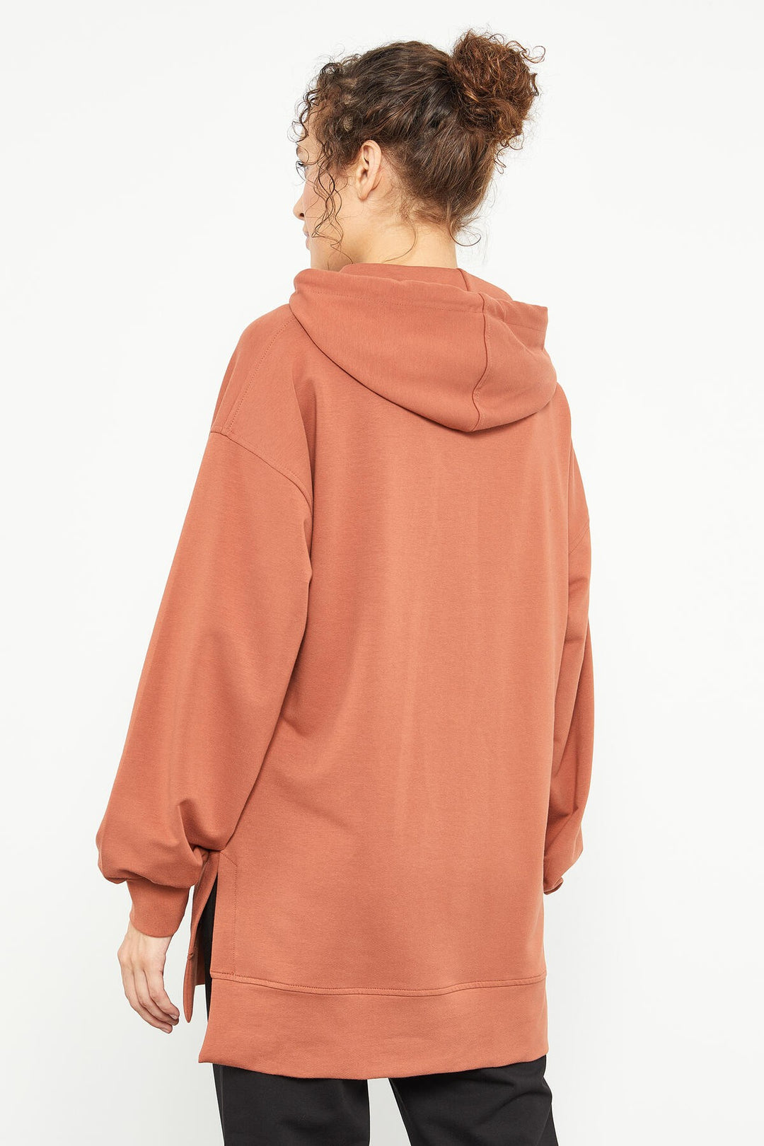 TMY Cinnamon Balloon Sleeve Embroidered Women's Oversized Tunic Sweatshirt - 97163 - Anderlecht