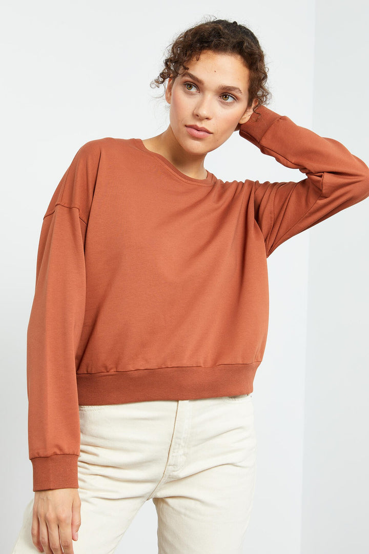 TMY Cinnamon Basic Comfort Fit Round Neck Women's Sweatshirt - 97114 - Park Ridge