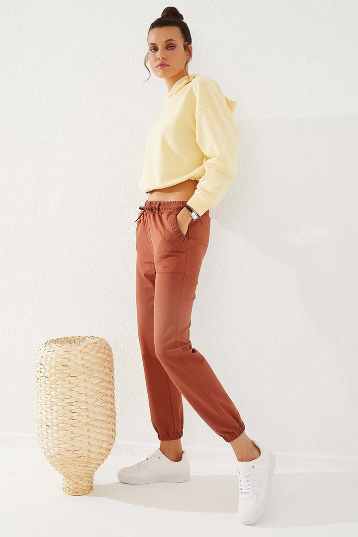 TMY Cinnamon Drawstring Pocket Comfort Fit Elastic Cuff Women's Sweatpants - 94580 - Sunbury