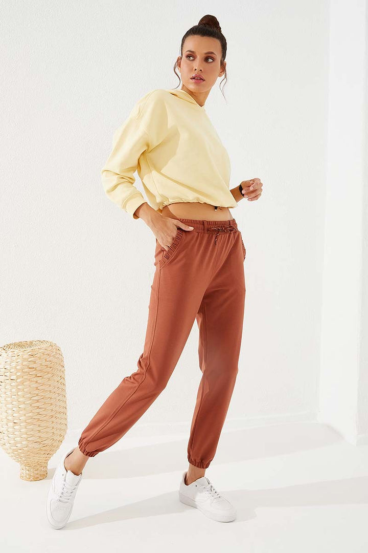 TMY Cinnamon Drawstring Pocket Comfort Fit Elastic Cuff Women's Sweatpants - 94580 - Sunbury
