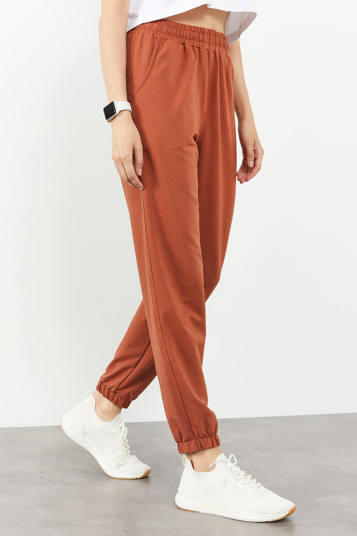 TMY Cinnamon Pocket High Waist Comfortable Fit Elastic Cuff Women's Sweatpants - 94583 - Chatham