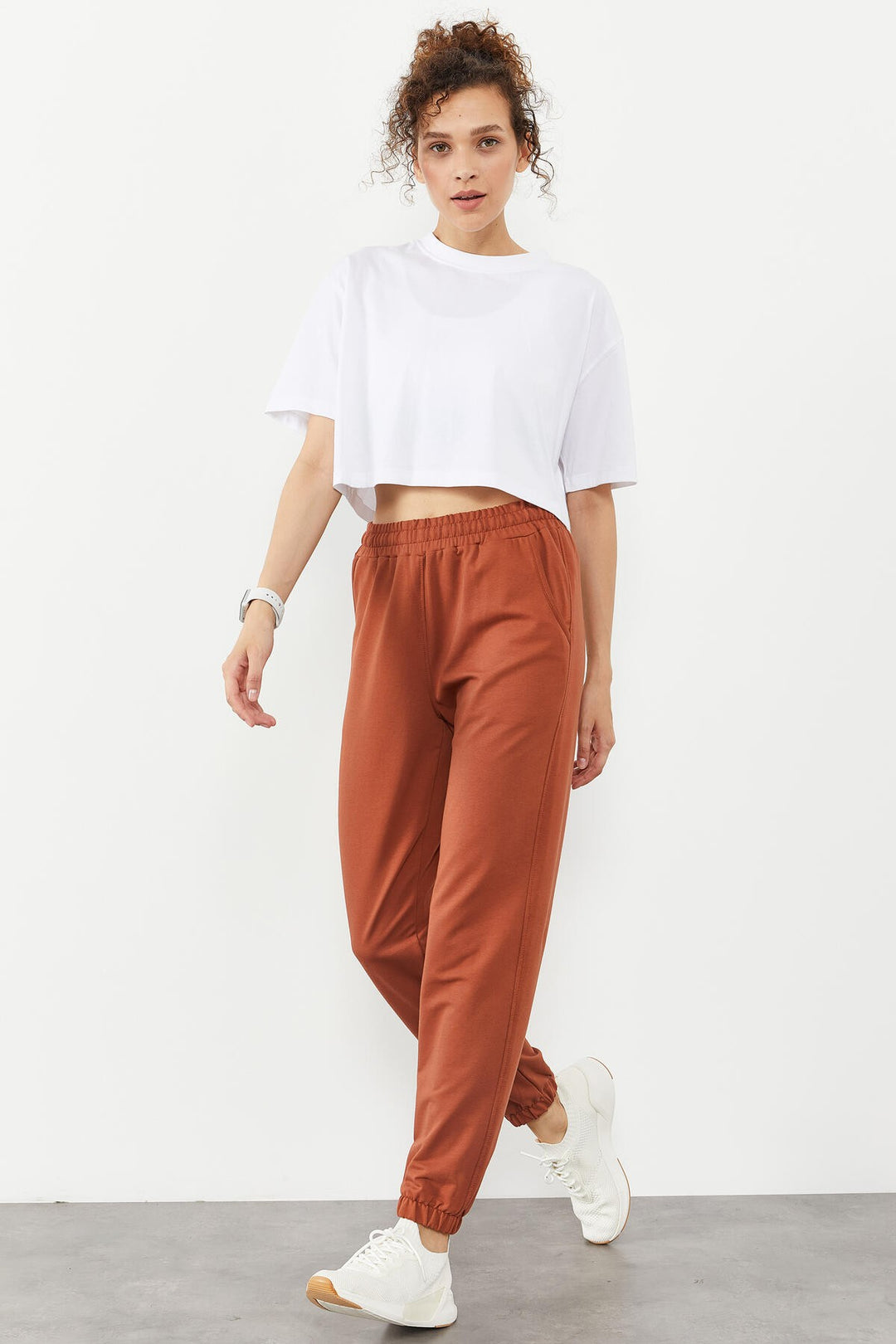 TMY Cinnamon Pocket High Waist Comfortable Fit Elastic Cuff Women's Sweatpants - 94583 - Chatham