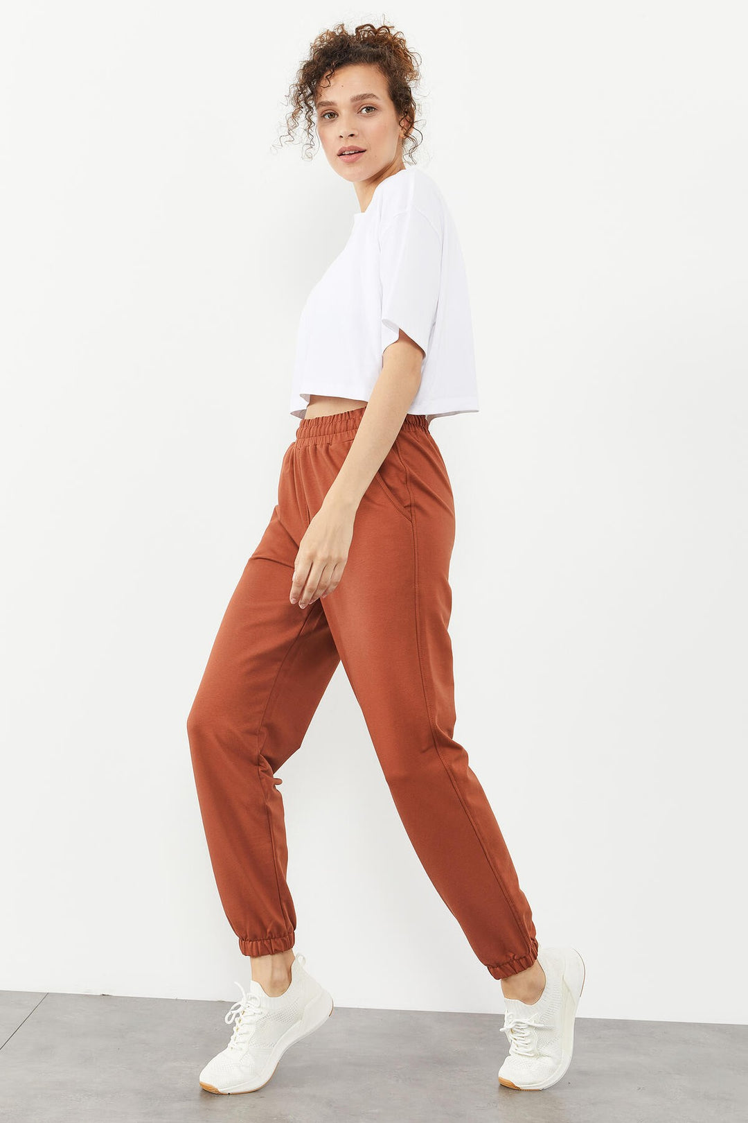 TMY Cinnamon Pocket High Waist Comfortable Fit Elastic Cuff Women's Sweatpants - 94583 - Chatham