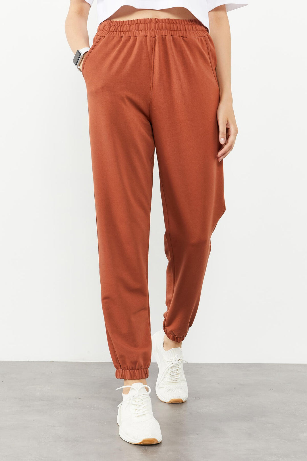 TMY Cinnamon Pocket High Waist Comfortable Fit Elastic Cuff Women's Sweatpants - 94583 - Chatham