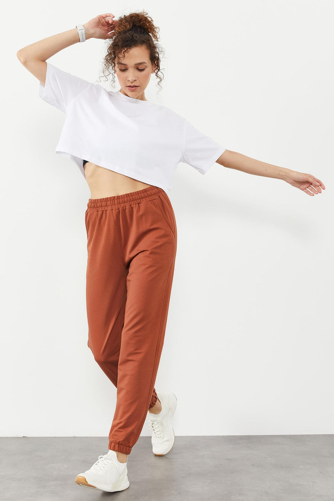 TMY Cinnamon Pocket High Waist Comfortable Fit Elastic Cuff Women's Sweatpants - 94583 - Chatham