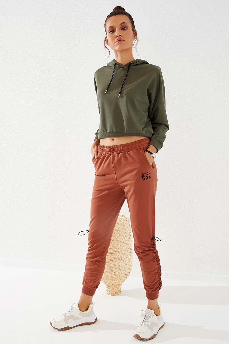 TMY Cinnamon Extra Thick Detailed Comfortable Fit Cuffed Women's Sweatpants - 94587 - Trujillo Alto