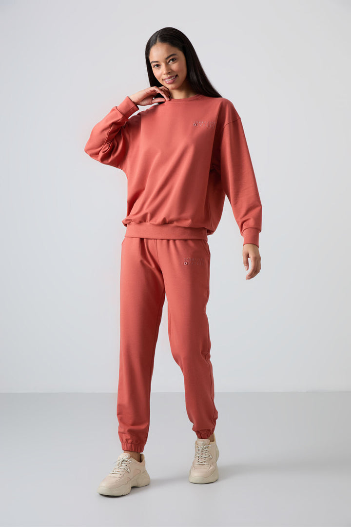 TMY Cinnamon O Neck Oversized Elastic Cuff Women's Tracksuit - 95287 - Cihuatlán