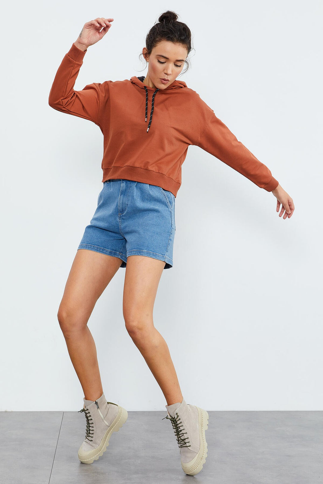 TMY Cinnamon Long Sleeve Comfort Fit Hooded Women's Sweatshirt - 97115 - San Donà di Piave