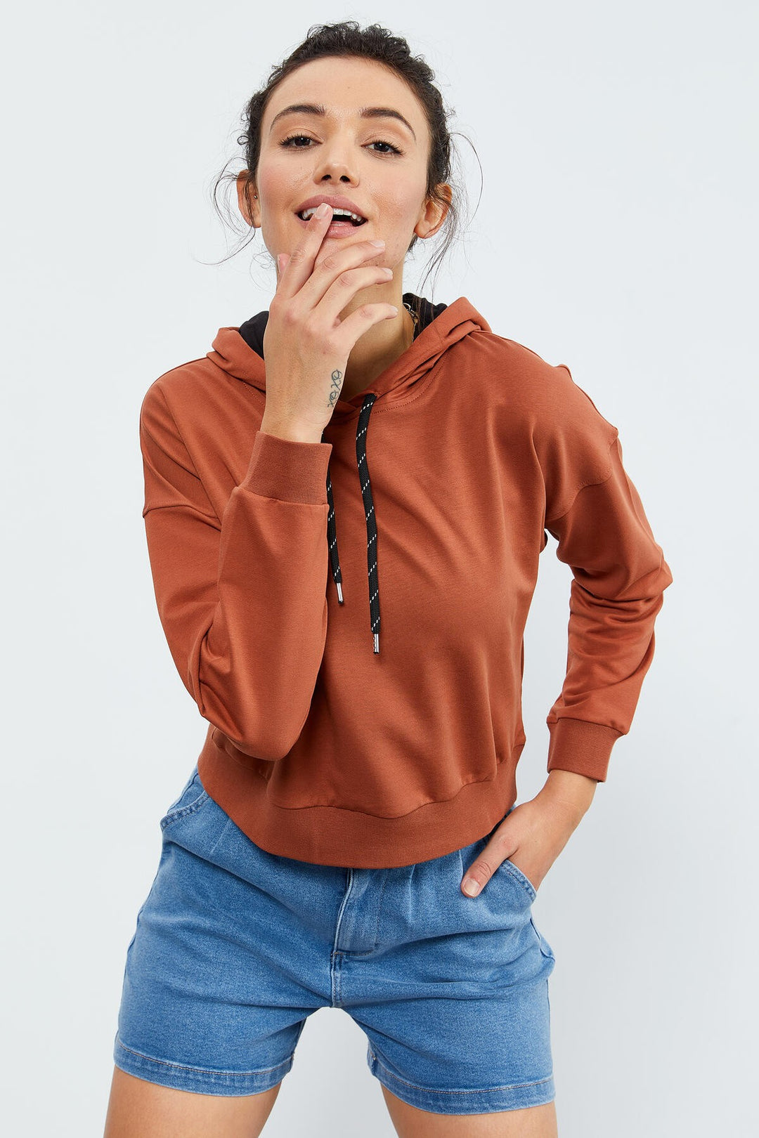 TMY Cinnamon Long Sleeve Comfort Fit Hooded Women's Sweatshirt - 97115 - San Donà di Piave
