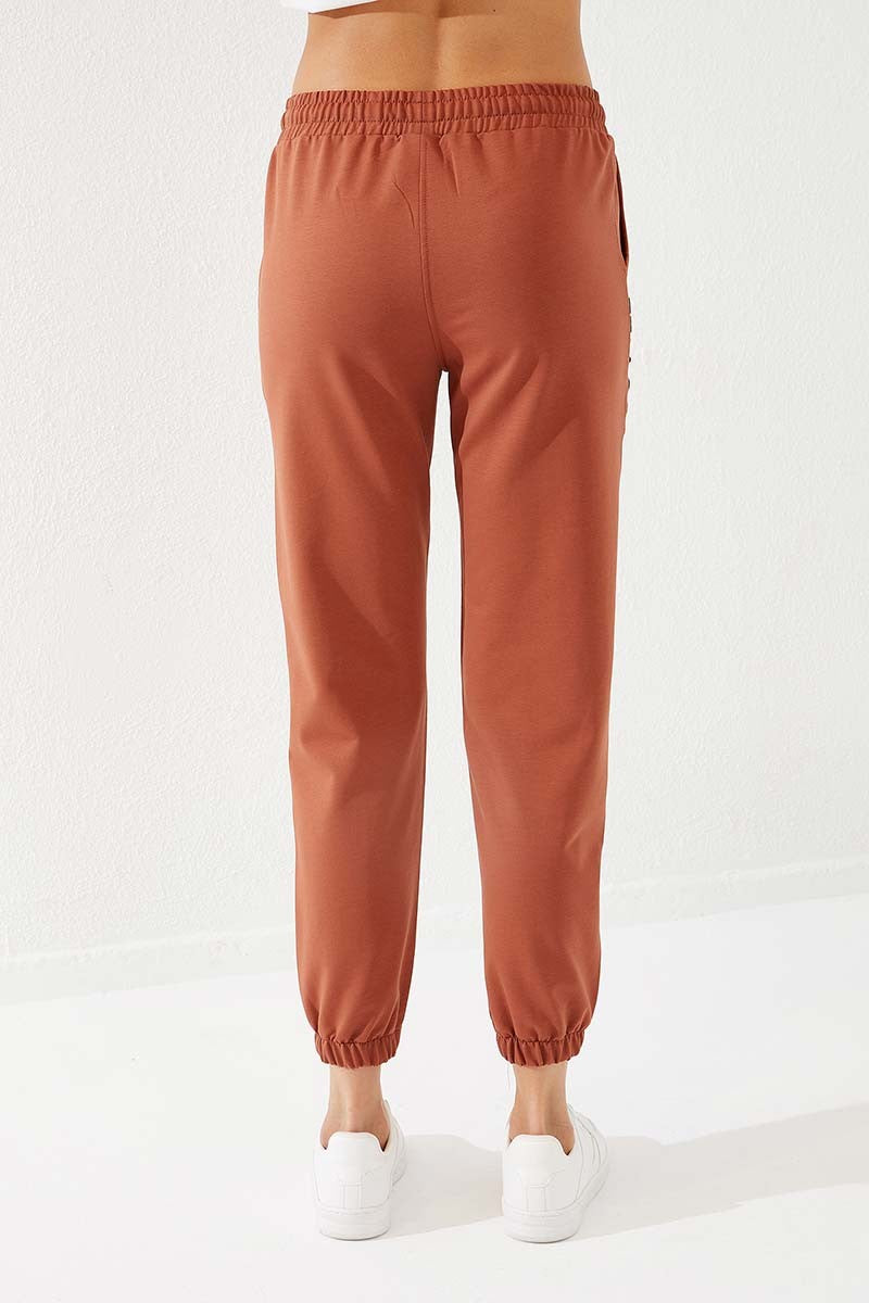 TMY Cinnamon Writing Embroidered Comfortable Fit Elastic Cuff Women's Sweatpants - 94571 - Albany