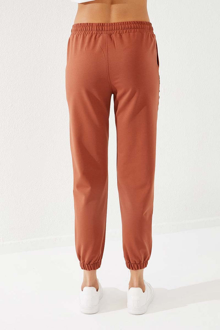 TMY Cinnamon Writing Embroidered Comfortable Fit Elastic Cuff Women's Sweatpants - 94571 - Albany