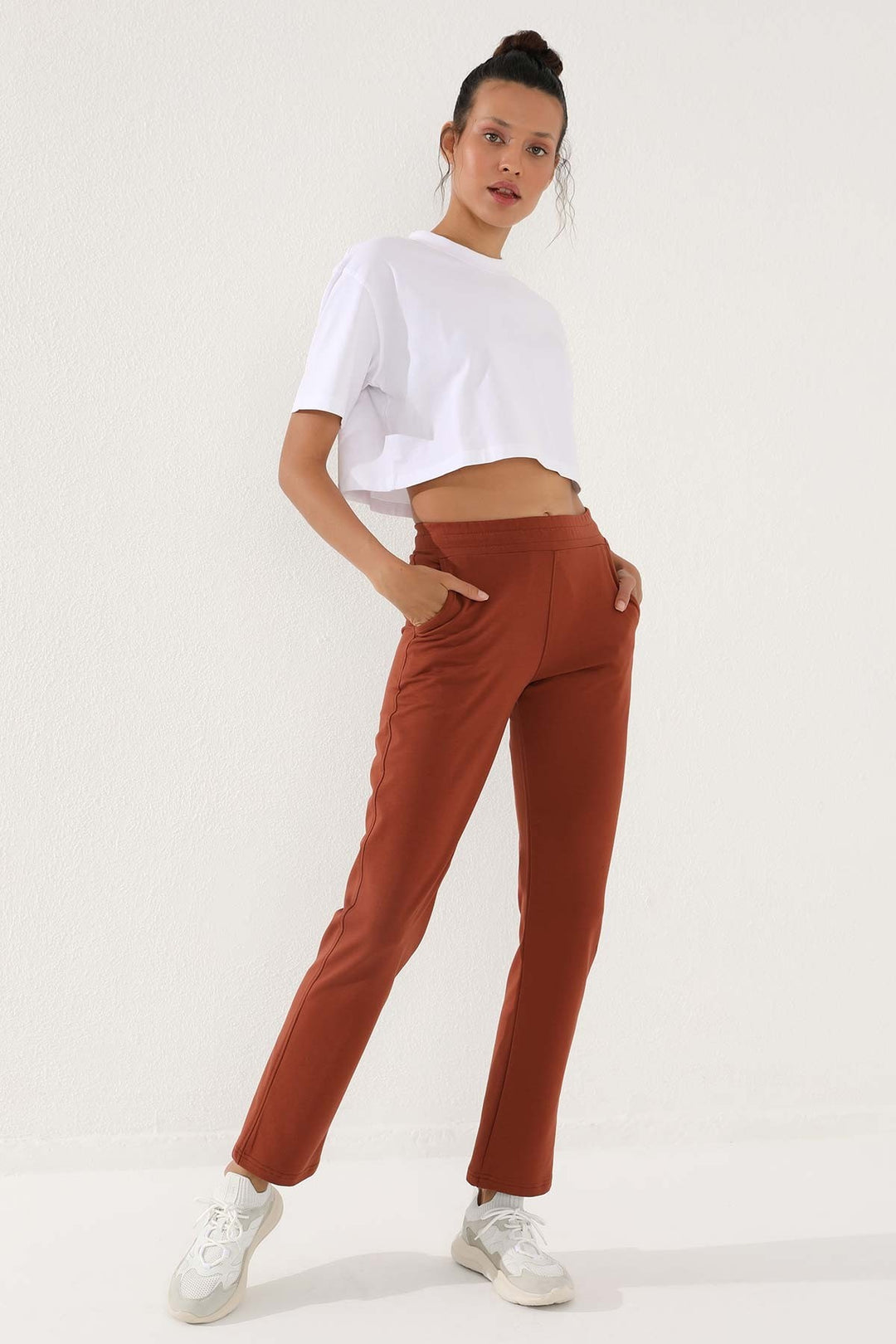 TMY Cinnamon High Waist Pocket Comfortable Fit Classic Leg Women's Sweatpants - 94584 - Suhl