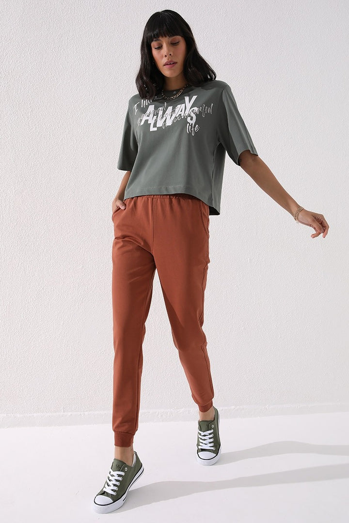 TMY Cinnamon High Waist Jogger Comfortable Fit Cuffed Women's Sweatpants - 94561 - Nordhausen