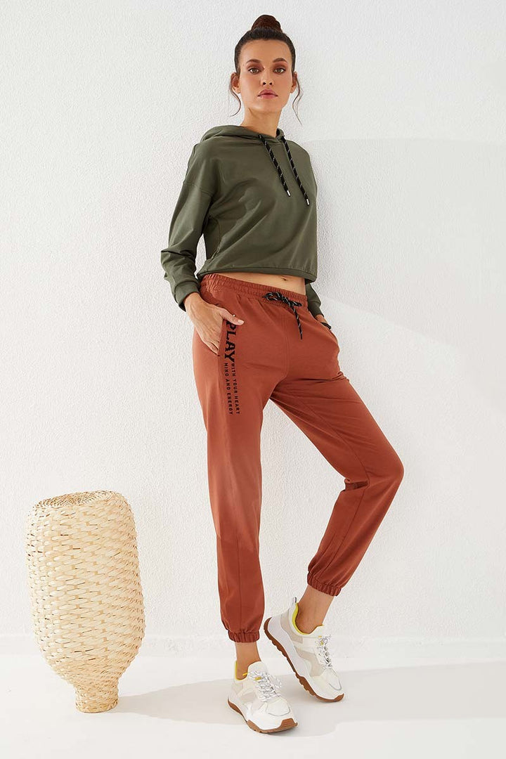 TMY Cinnamon High Waist Embroidered Comfort Fit Elastic Cuff Women's Sweatpants - 94573 - Ocozocoautla de Espinosa