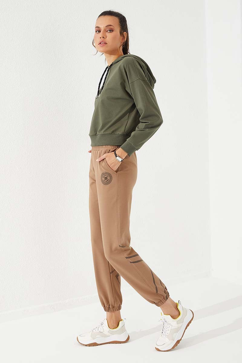 TMY Earth Line Printed Comfortable Fit Elastic Cuff Women's Sweatpants - 94585 - Lerma