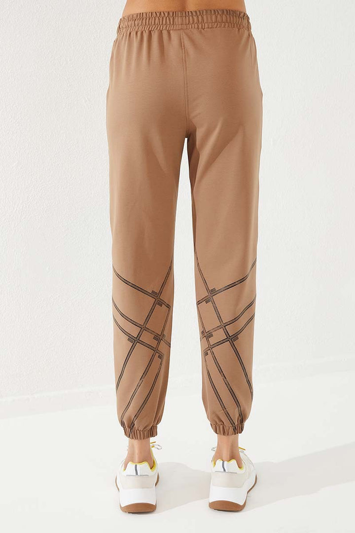 TMY Earth Line Printed Comfortable Fit Elastic Cuff Women's Sweatpants - 94585 - Lerma