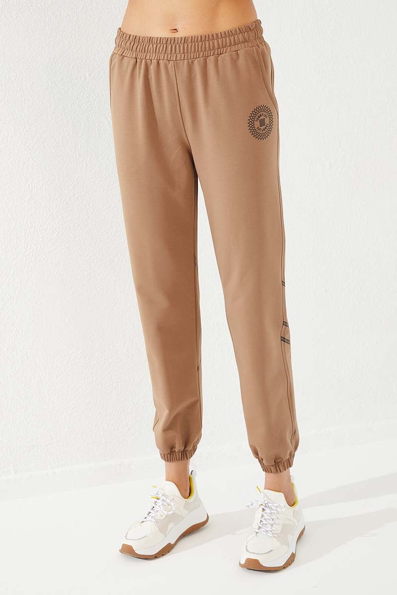 TMY Earth Line Printed Comfortable Fit Elastic Cuff Women's Sweatpants - 94585 - Lerma