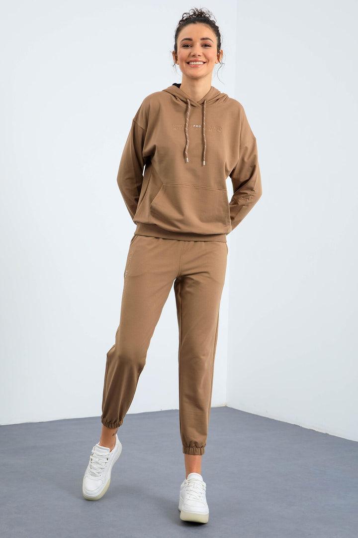 TMY Earth Hooded Kangaroo Pocket Oversized Elastic Cuff Women's Tracksuit - 95288 - Zinacantepec