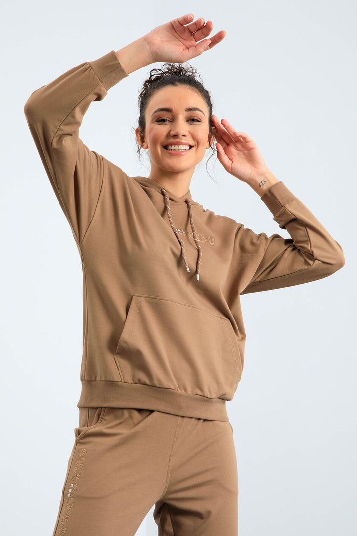 TMY Earth Hooded Kangaroo Pocket Oversized Elastic Cuff Women's Tracksuit - 95288 - Zinacantepec