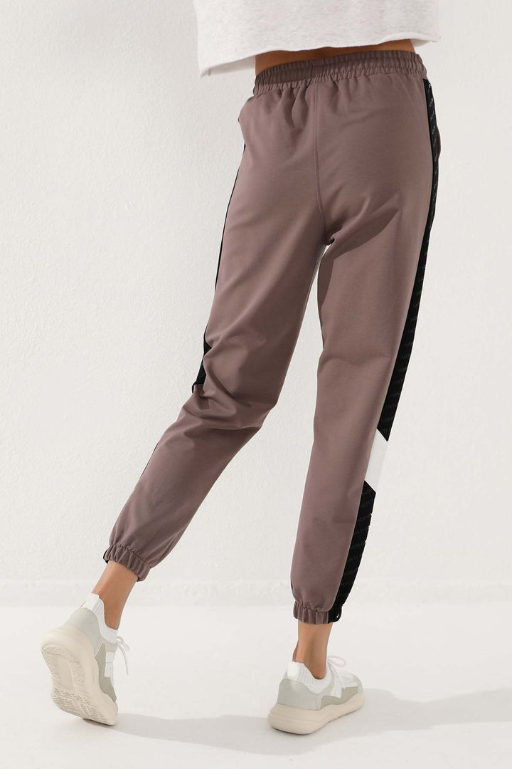 TMY Earth Dotted Stripe Detailed Jogger Comfortable Fit Elastic Cuff Women's Sweatpants - 94579 - Watford