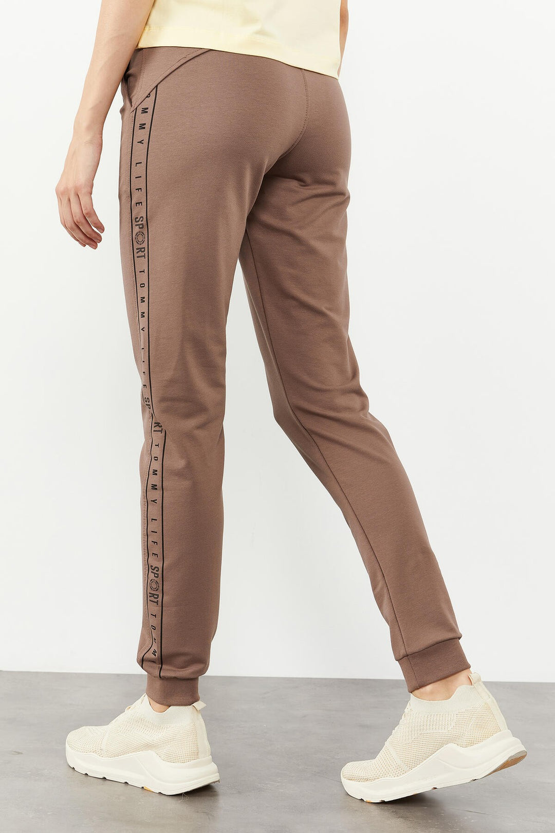 TMY Earth Writing Striped Jogger Comfortable Fit Cuffed Women's Sweatpants - 94527 - Essex