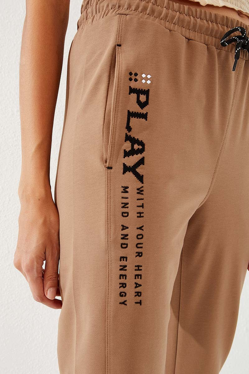 TMY High Waist Embroidered Comfort Fit Elastic Cuff Women's Sweatpants - 94573 - Anderlecht