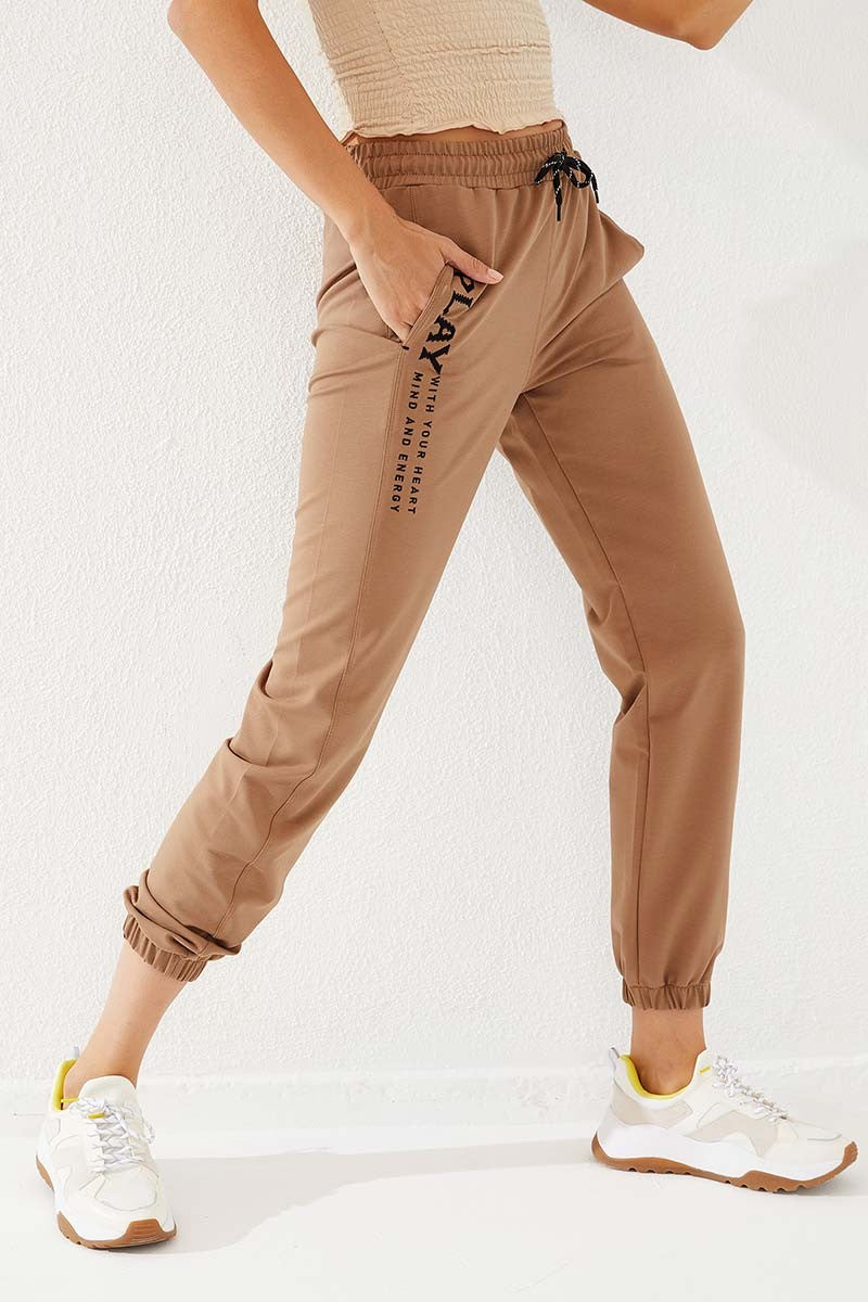 TMY High Waist Embroidered Comfort Fit Elastic Cuff Women's Sweatpants - 94573 - Anderlecht