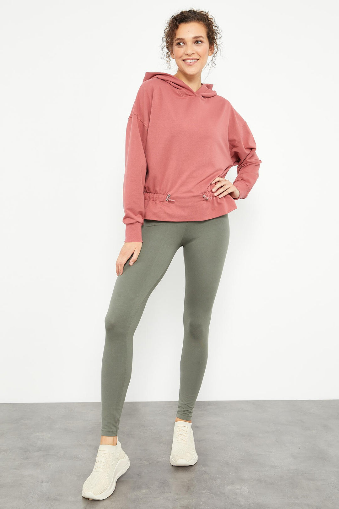 TMY Wild Rose Waist Ruffled Hooded Women's Oversize Sweatshirt - 97159 - Spalding