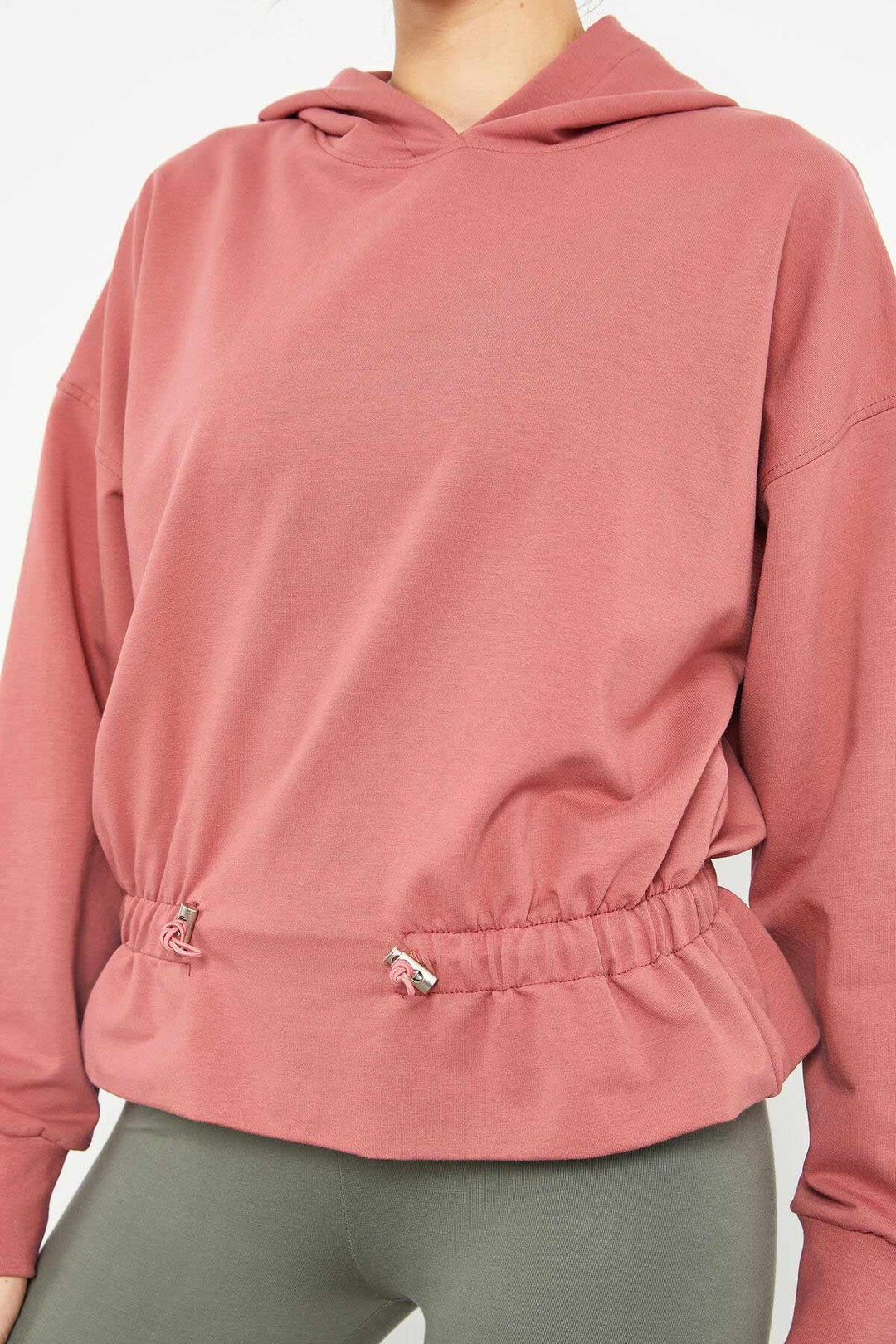 TMY Wild Rose Waist Ruffled Hooded Women's Oversize Sweatshirt - 97159 - Spalding