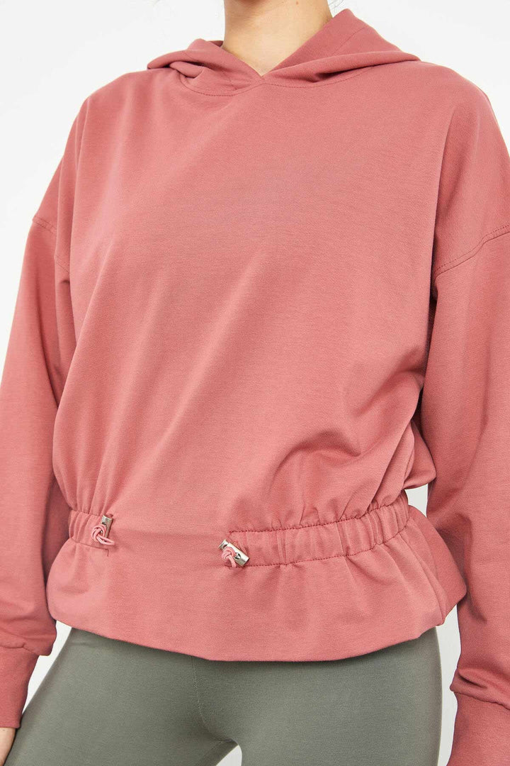 TMY Wild Rose Waist Ruffled Hooded Women's Oversize Sweatshirt - 97159 - Spalding