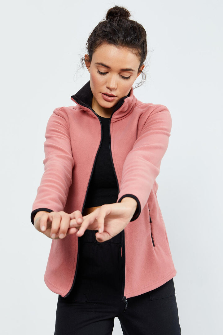 TMY Wild Rose Stand Collar Zippered Comfort Fit Women's Polar Sweatshirt - 97173 - Hunedoara