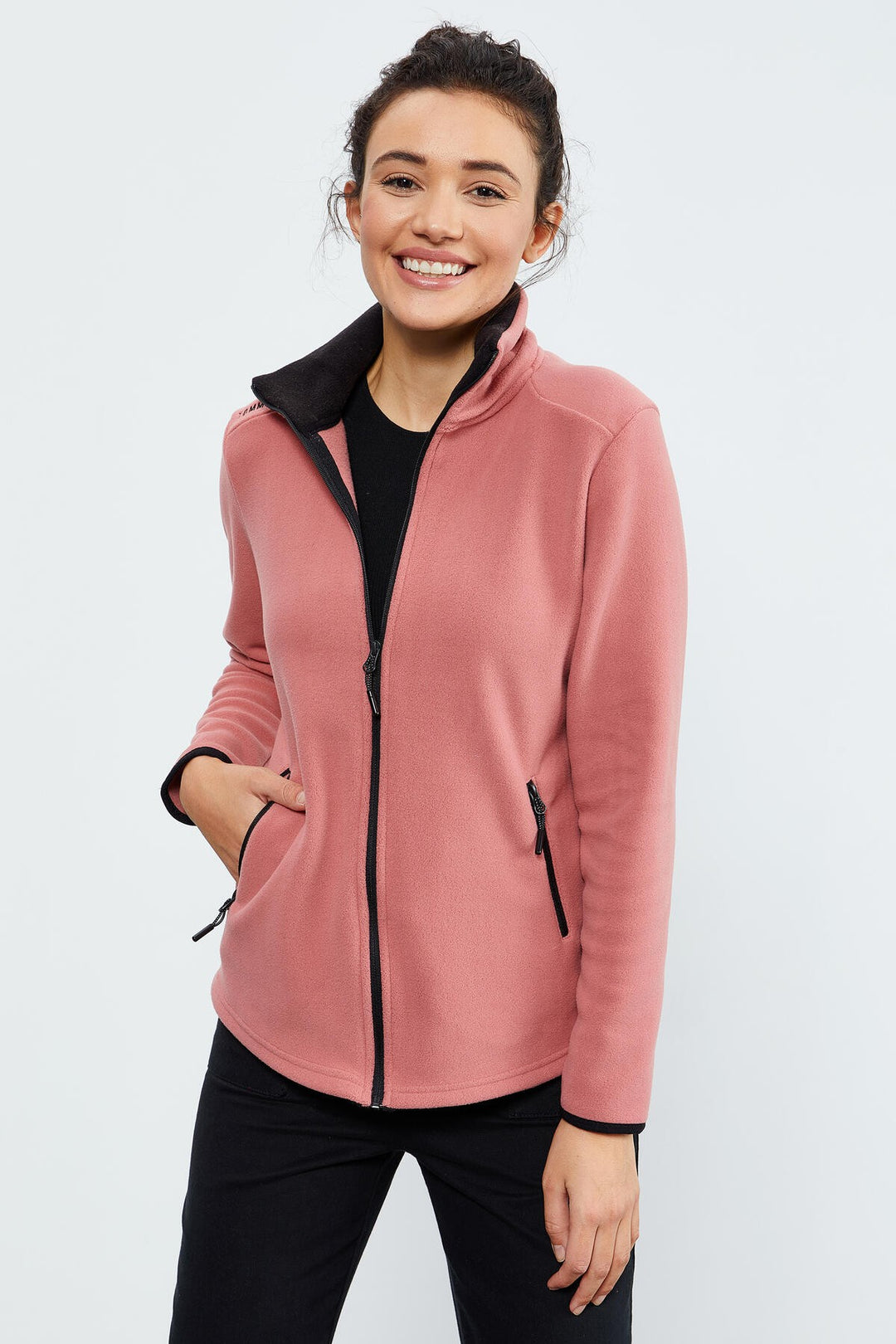 TMY Wild Rose Stand Collar Zippered Comfort Fit Women's Polar Sweatshirt - 97173 - Hunedoara