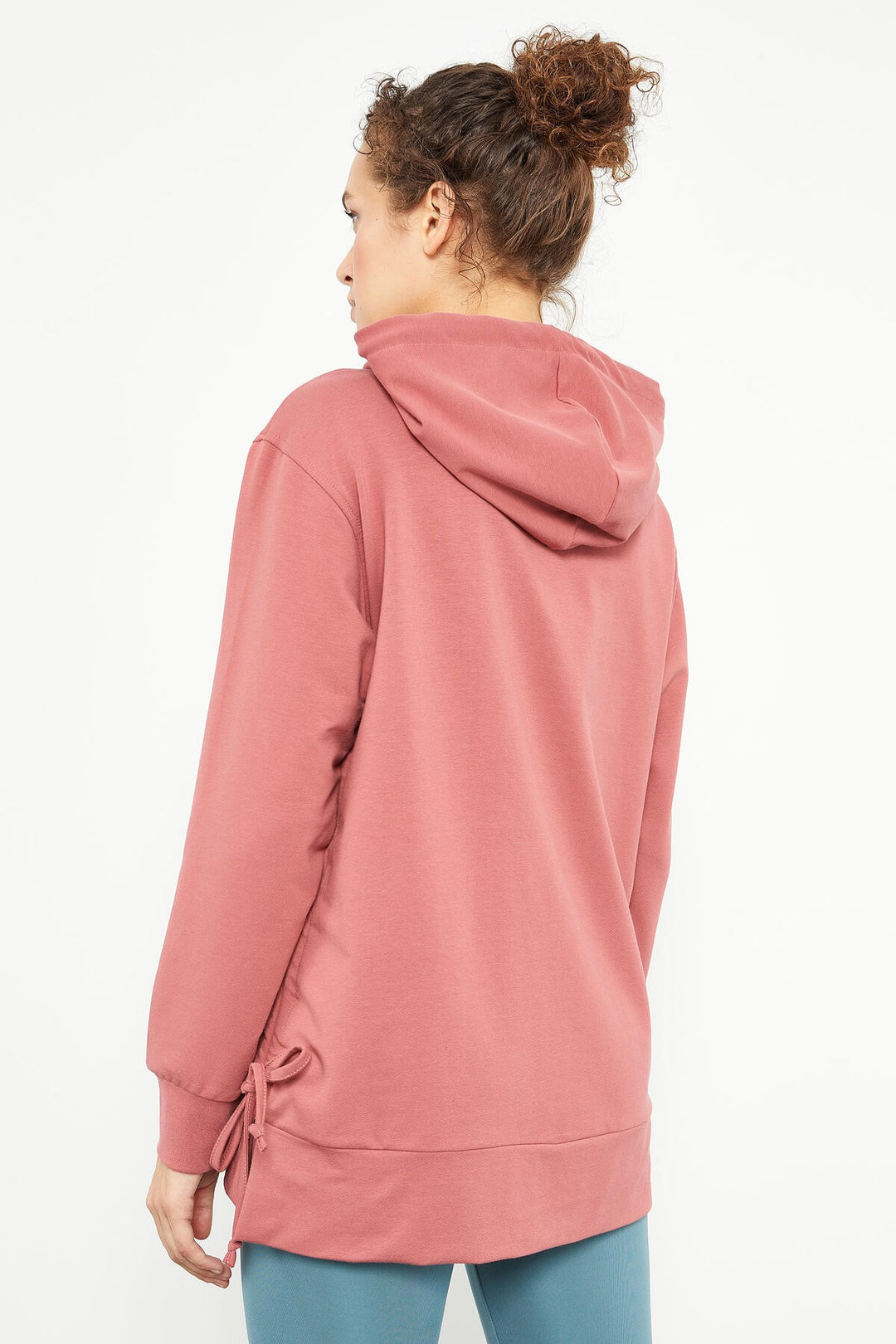 TMY Wild Rose Mixed Writing Printed Side Ruffled Women's Oversize Sweatshirt - 97170 - Anchorage
