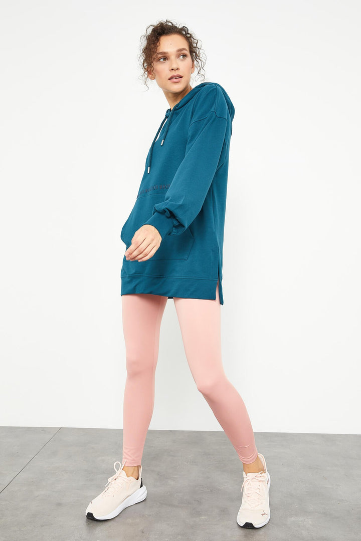 TMY Emerald Balloon Sleeve Embroidered Women's Oversized Tunic Sweatshirt - 97163 - Évry