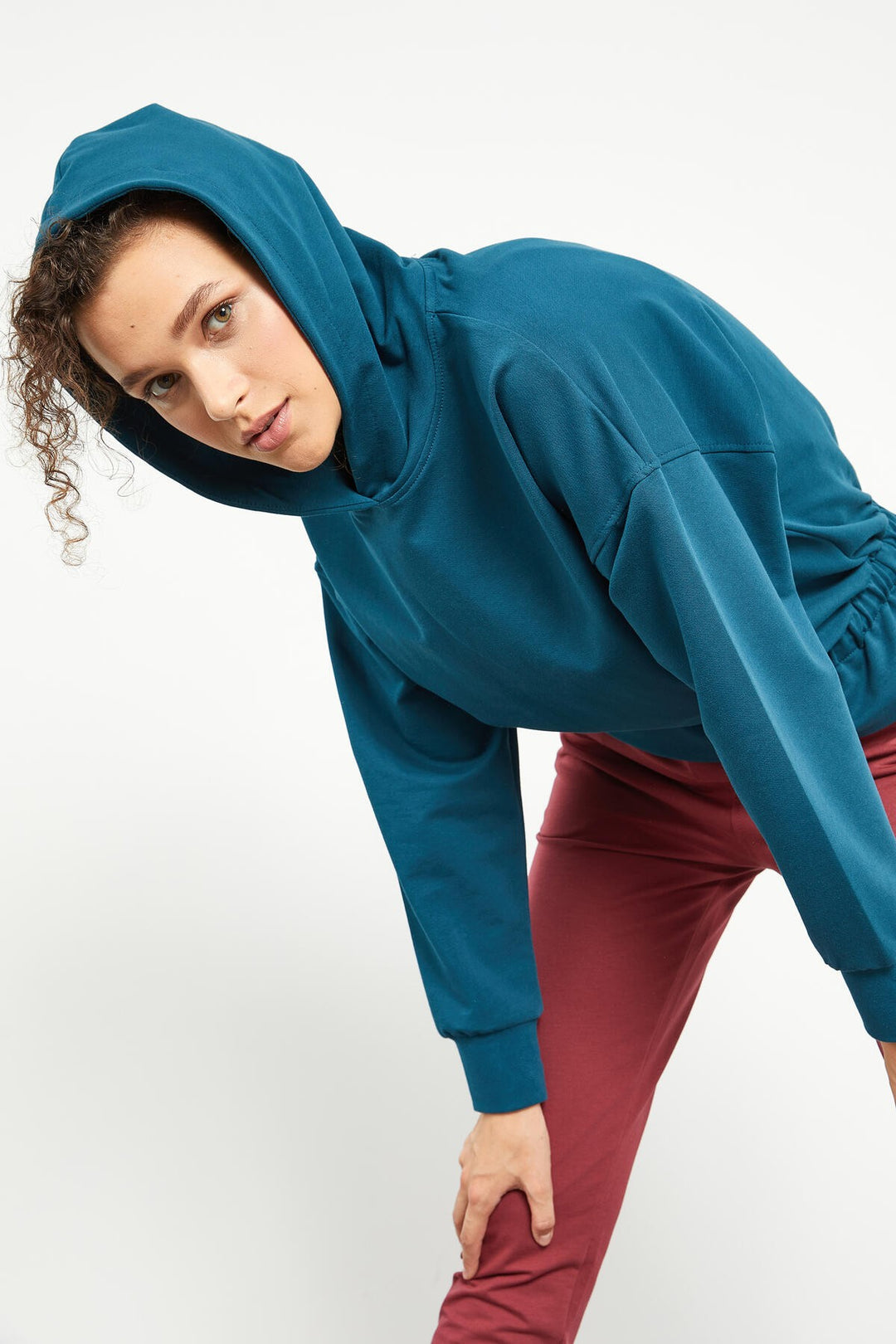 TMY Emerald Green Ruched Hooded Women's Oversized Sweatshirt - 97159 - Accrington